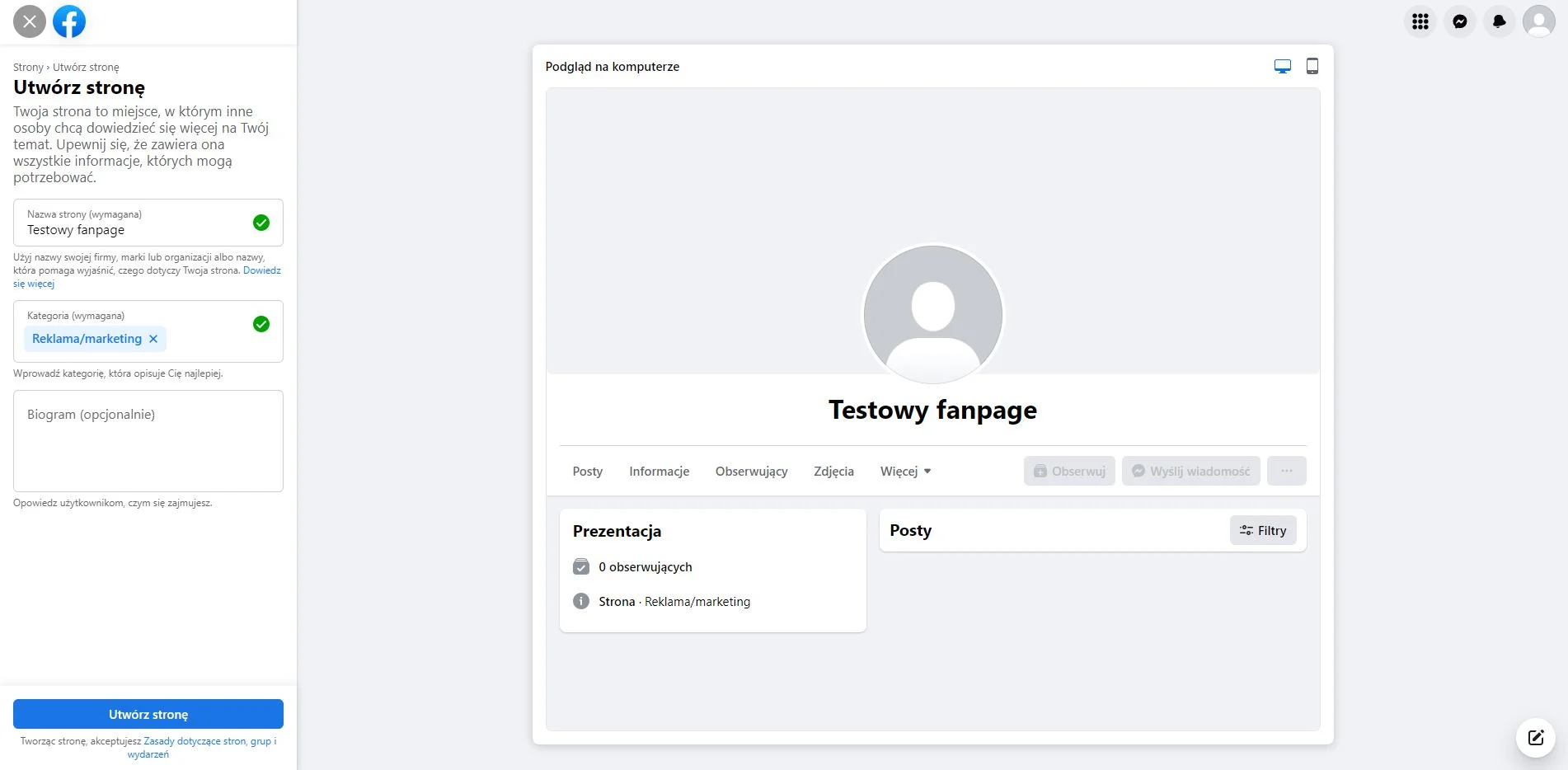jak założyć firmowe konto na fb