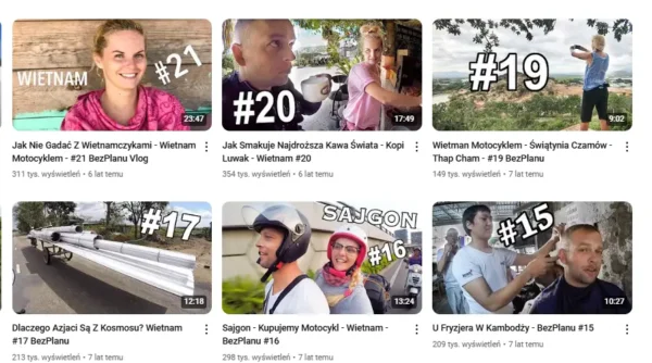numeracja filmów na YouTubie w serii